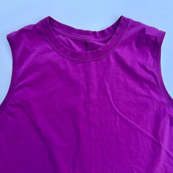 Lululemon All Yours Boyfriend Tank Vivid Plum Size 18 Cotton Muscle Tank Loose - Picture 3 of 5